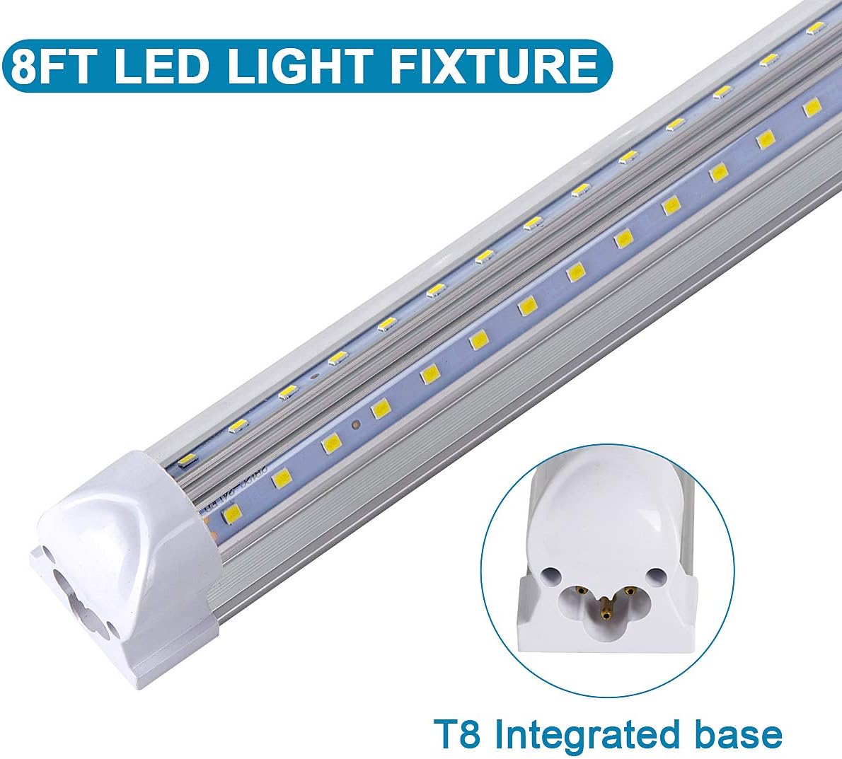 12 Pack,Led Shop Lights, 8FT Led Shop Light,100W 6000K 15000LM Clear White, Led Shop Light 8FT 110V Linkable Integrated V-Shape for Shop Garage,Warehouse,