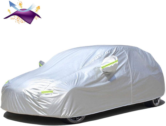 KouKou Oxford Hatchback Car Cover Waterproof All Weather for Automobiles with Zipper Door, Full Exterior Cover Outdoor Dust Sun Rain Protection, Fit Hatchback (up to 165 inch)