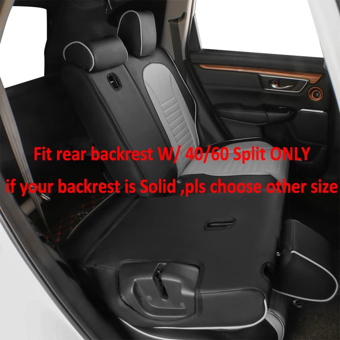 EKR Accord Car Seat Covers for Honda Accord EX-L,Touring,Sport,EX,Hybrid 2018 2019 2020 2021 2022(Rear Row 40/60 Split Backrest),Car Seat Protector,Car Automotive Seat Covers,Leather(Black/Gray)