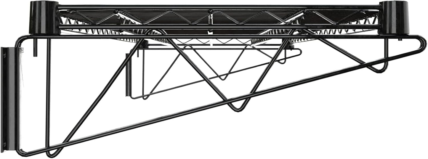 18" x 48" Black Epoxy Wire Wall Mount Shelf