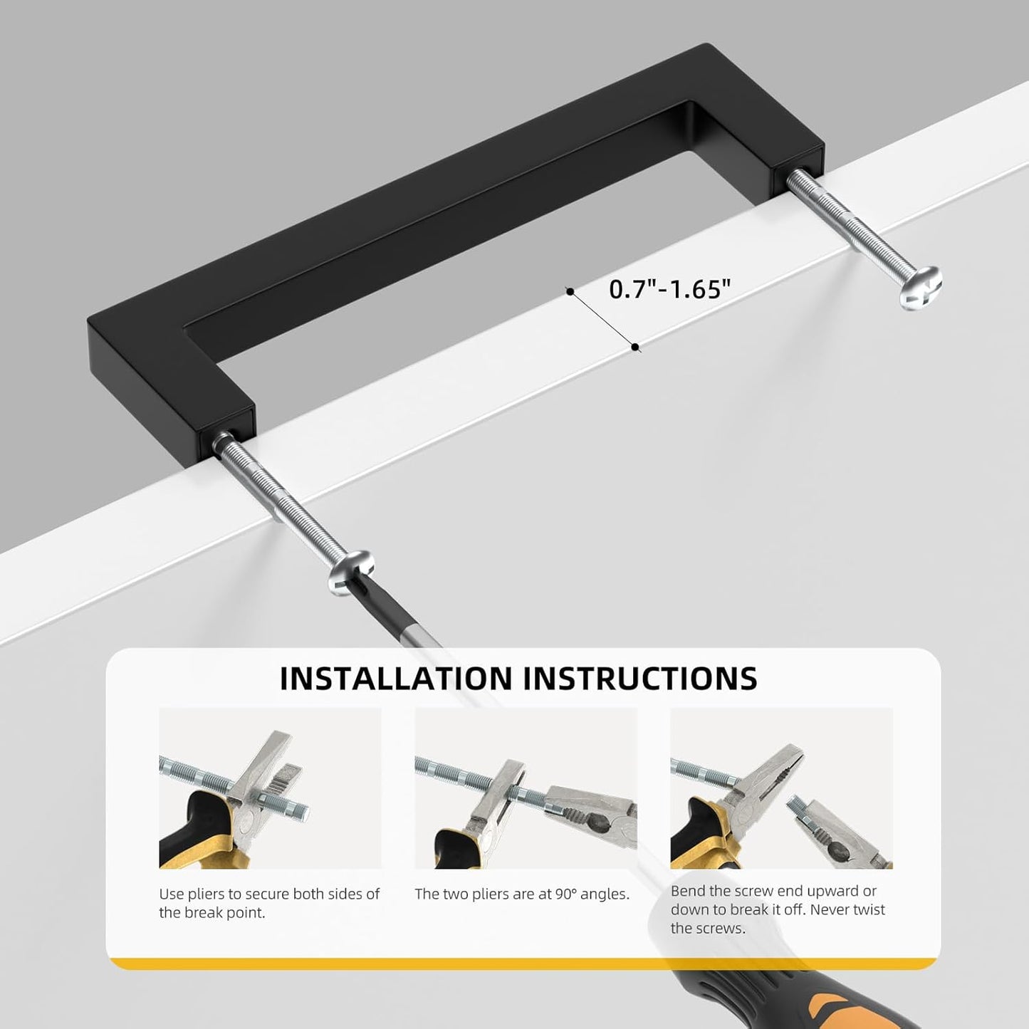 Goldenwarm 10Pack Black Square Bar Cabinet Pull Drawer Handle Stainless Steel Modern Hardware for Kitchen and Bathroom Cabinets Cupboard,Center to Center 3-1/2in (90mm) Square Bar Cabinet Pull