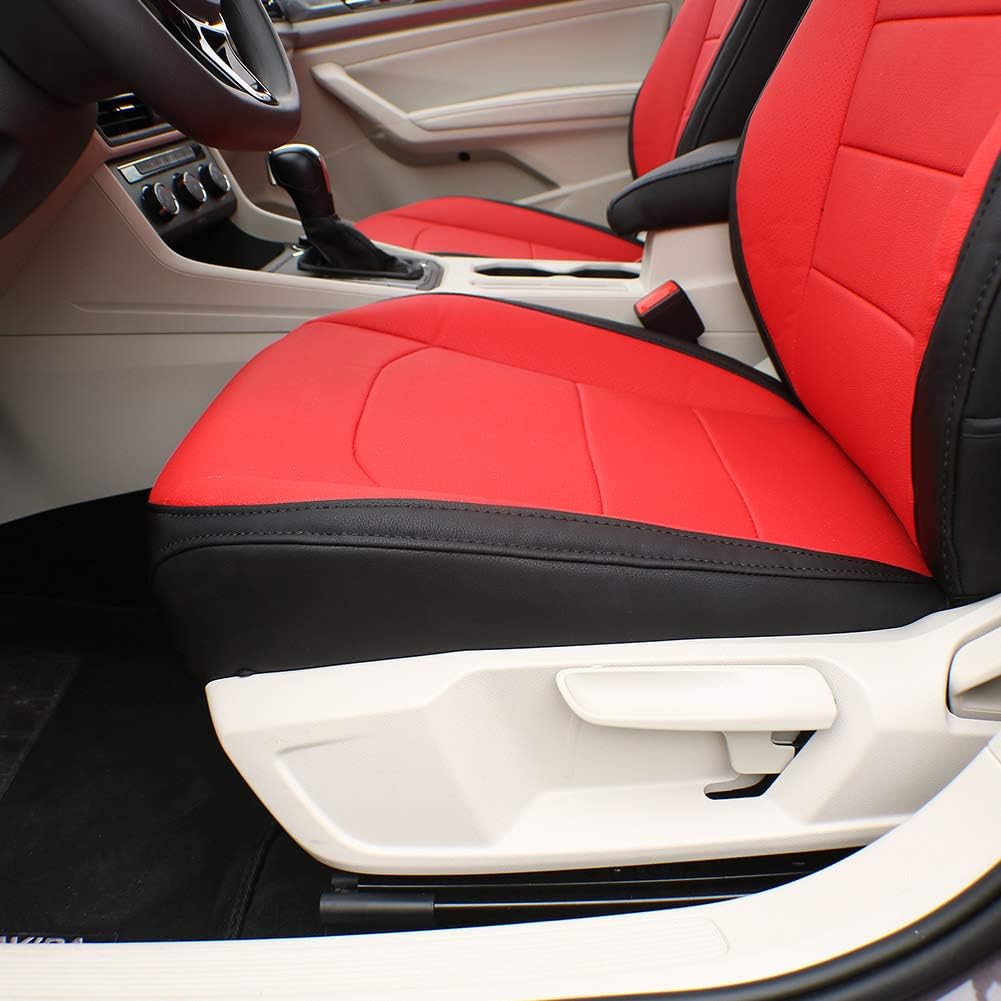 EKR Sportage Seat Covers Custom Fit for KIA Sportage S,EX,LX,SX,SX Turbo 2017 2018 2019 2020 2021 2022 Leather Car Seat Cover Full Set - Faux Leather (Black with Red Piping)