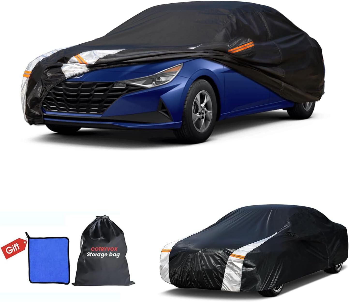 Hyundai Elantra Car Cover 100% Waterproof All Weather, Gift with Towel, 10 Layers Sedan Car Cover Custom Fit 1995-2025 Hyundai Avante/Elantra, Outdoor Covers Rain Sun UV Protection with Door Zipper.