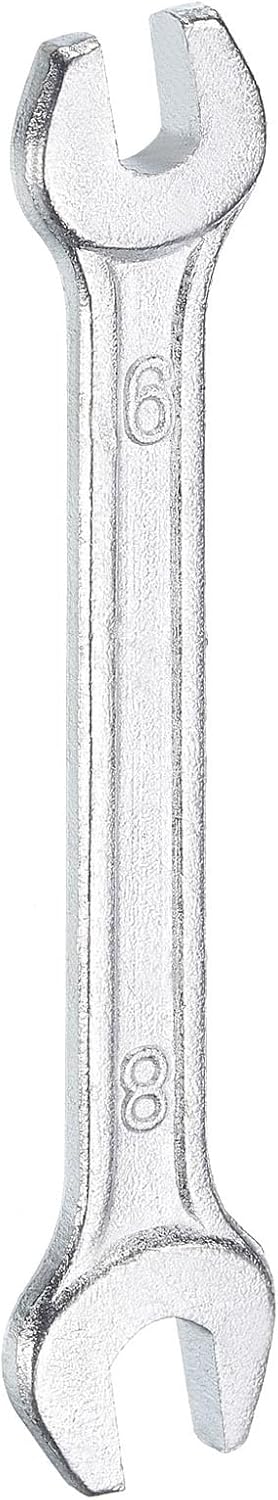 HARFINGTON Double Open End Wrench 6mm x 8mm Metric 15 Degree Offset Angle Small Flat Head Wrench Galvanizing Open Ended Spanner for Automotive Repair Furniture Assembly