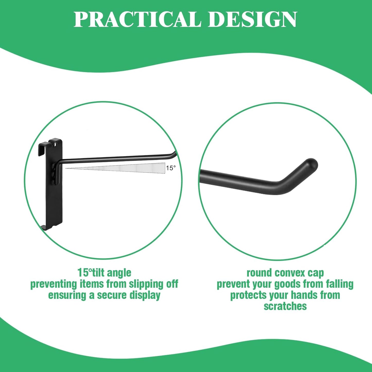 40Pcs 10" Gridwall Display Hooks Assortment Set, Black Metal Grid Wall Panel Hanging Display Hook for Garage Shop Retail Storage, Wire Diameter 5mm/ 0.2”