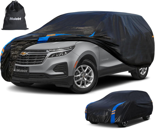 SUV Car Cover Waterproof All Weather for Automobiles, Full Exterior Covers for Jeep (182-190 inch) Universal Fit for Chevrolet Equinox, Ford Escape, etc. Rain Winter Sun Snow Protection.