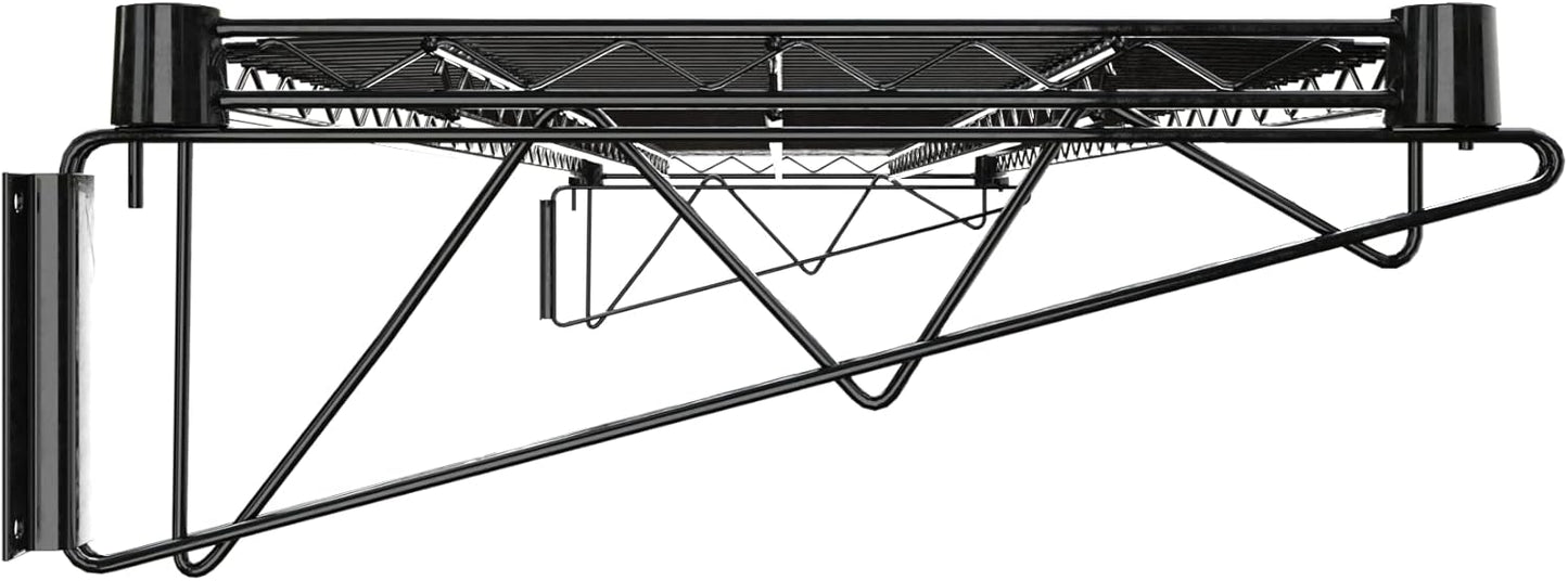18" x 60" Black Epoxy Wire Wall Mount Shelf