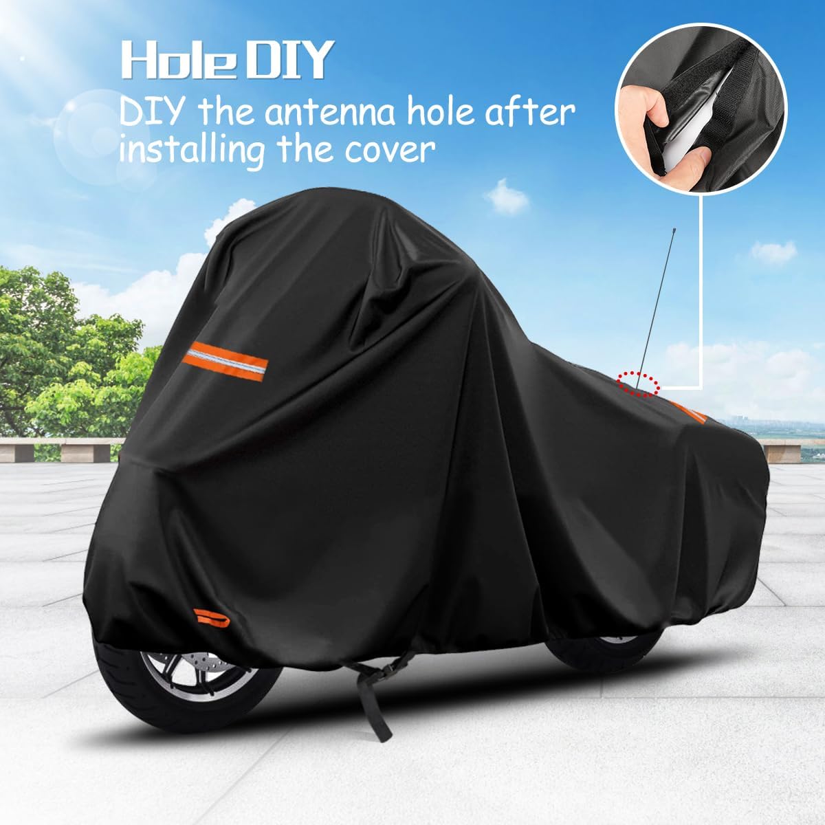 420D Motorcycle Cover for Harley Davidson Touring Models Road King, Road Glide, Street Glide, Electra Glide, Heritage Classic, Low Rider Outdoor Bike Cover Waterproof Fits up to 118” Motorcycle