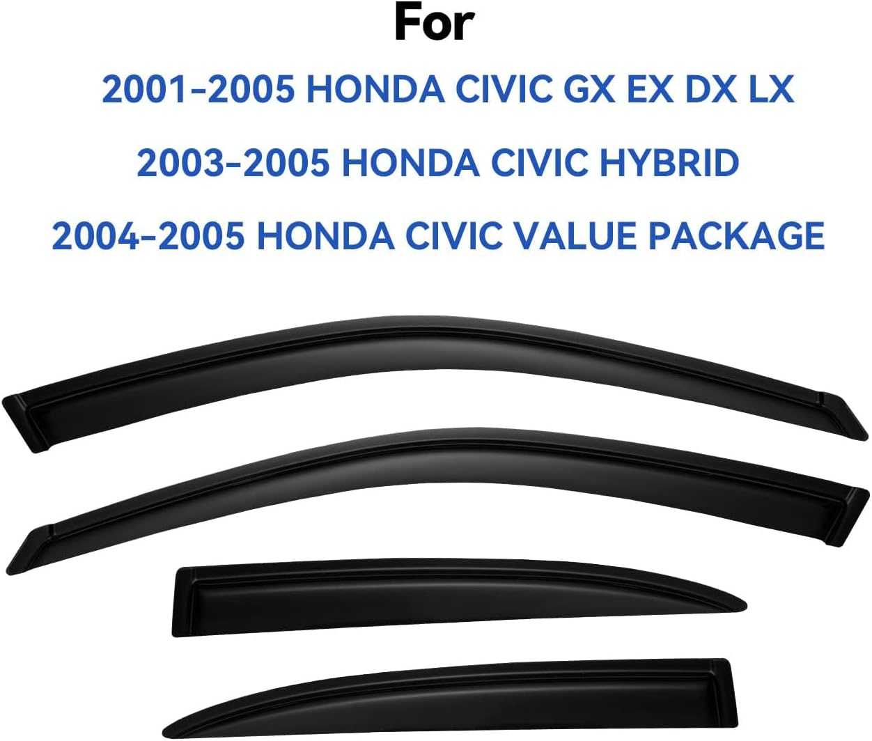 Window Visors Rain Guards for Honda Civic 2001 2002 2003 2004 2005, Out-Channel Window Vent Wind Deflectors Visors Shades for 01-05 Civic 4-Door Sedan