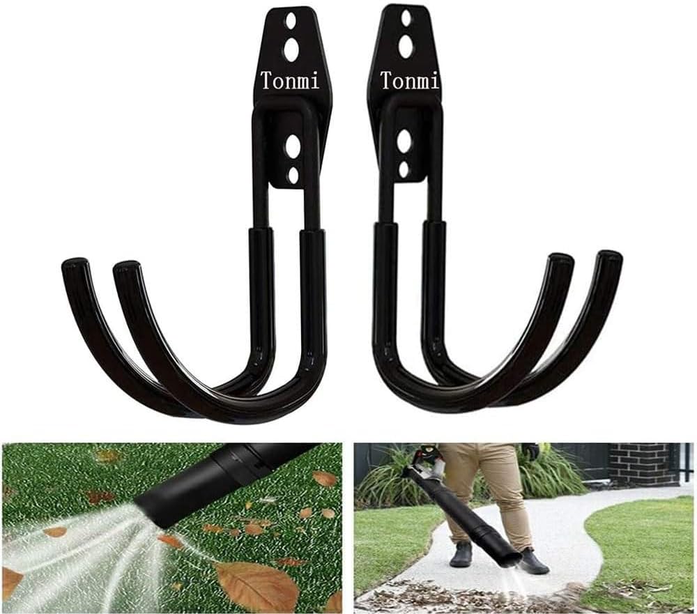 2Pcs Leaf Blower Hanger for Garage, Chainsaw Holder Wall Mount, Power Hedge Trimmers Rack, Heavy Duty Chainsaws Hooks, String Trimmer Hangers, for Home/Garden Tools Organizers and Storage (Set of 2)