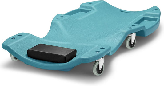 DNA MOTORING 48 Inches Heavy-Duty Low-Profile Roller Automotive Creeper with Padded Headrest, Tiffany Blue, TOOLS-00239-TB