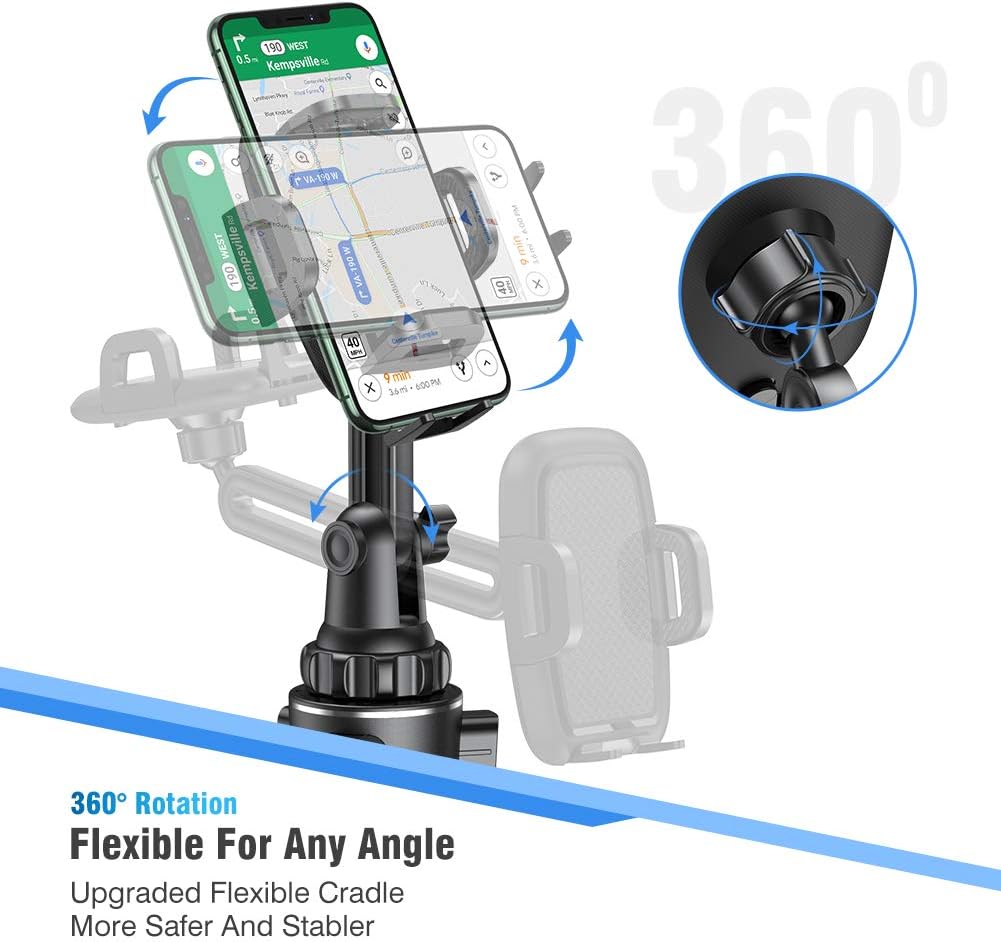 Miracase Cup Holder Phone Mount for Car, Universal Phone Holders for Your Car, Long Neck Adjustable Car Cup Cell Phone Mount for iPhone Samsung Google and All 4.0-7.0 inches Smartphones