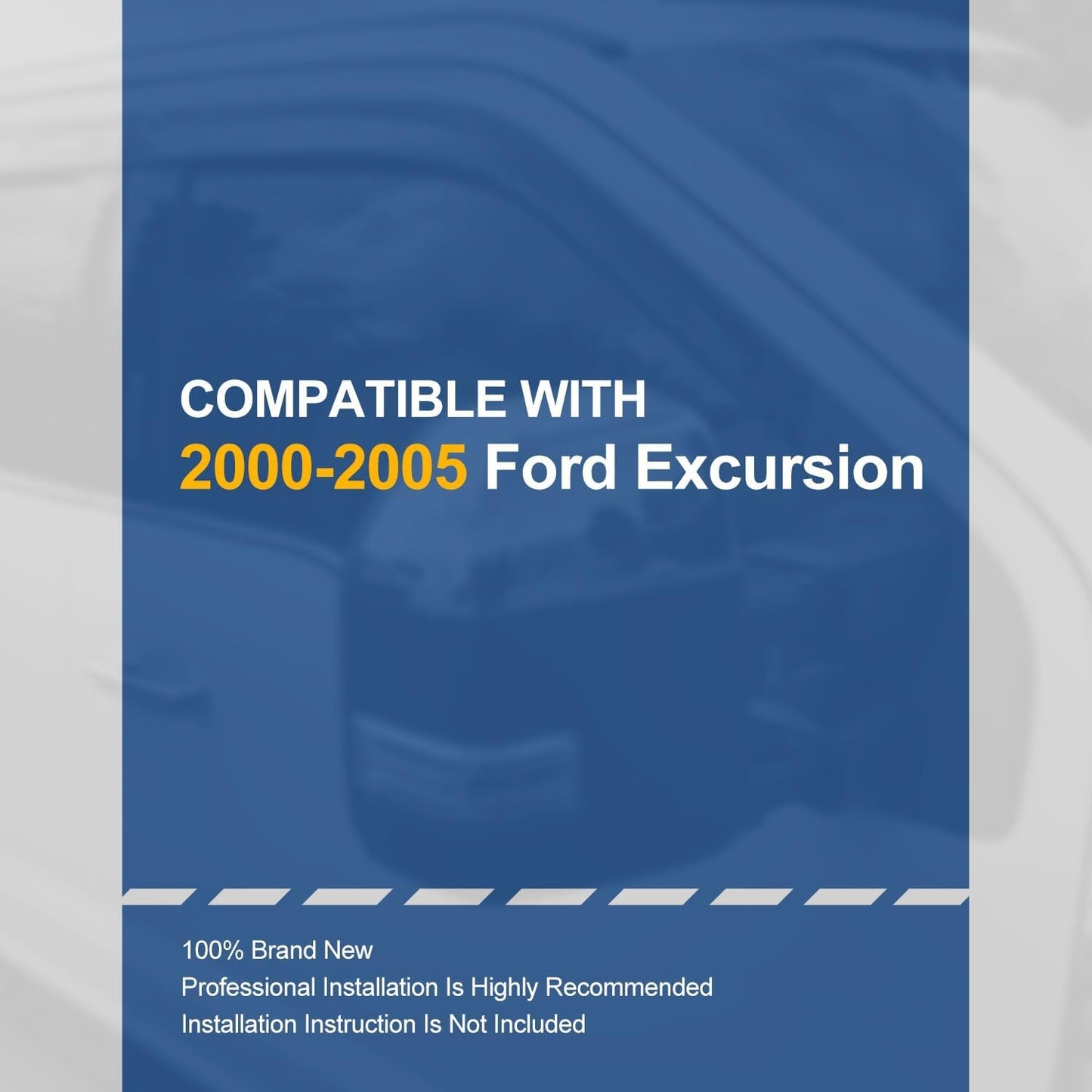 Auto Dynasty 4Pcs Carbon Fiber Pattern Window Visors Compatible with 2000-2005 Ford Excursion, Tape-On Front & Rear Window Deflectors Rain Guards Sun Wind Air Side Vent Shade, Glossy Black