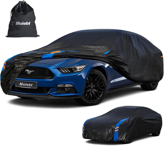 Car Cover Waterproof All Weather for Automobiles, Full Exterior Covers for Sedan & Coupe (186-193 inch) Universal Fit for Ford Mustang, Chevy Camaro, etc. Rain Winter Sun Snow Protection.