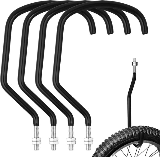 Shimeyao 4 Pcs Machine Thread Bicycle Storage Hook with Nut Heavy Duty Bike Hooks M10 x 1.5 Machine Threading Hook Rubber Coated Bicycle Hanger for Hanging Large Mountain Bike Tire (4.92 Inch,Black)