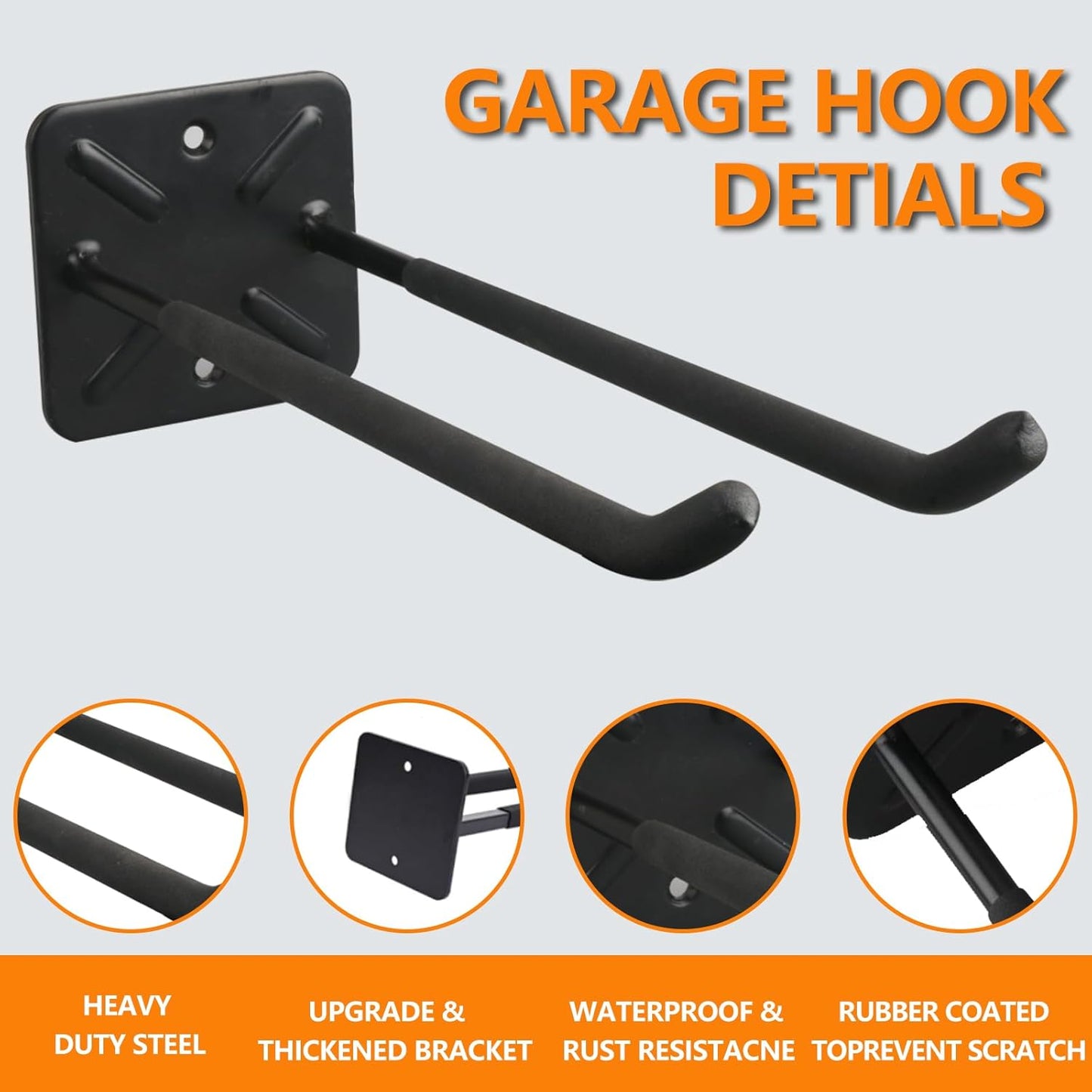 Folding Chair Rack, Heavy Duty Garage Wall Mount Organizer and Holder, Multi-Use Storage Hooks for Chairs, Ladders, Garden and Yard Tools, Durable Metal Utility Hangers (2 Pack)