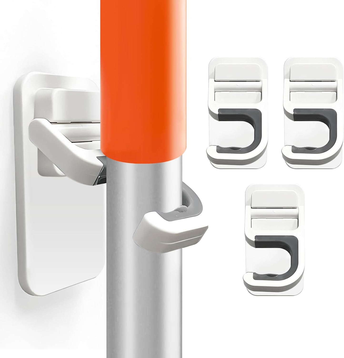 3Pack Broom and Mop Holder Wall Mount, Grippers No Drilling Self Adhesive, Anti-Slip Mop Handle Hanger Dustpan House hold Cleaning Organizer Rack Wall Mounted Utility Rack