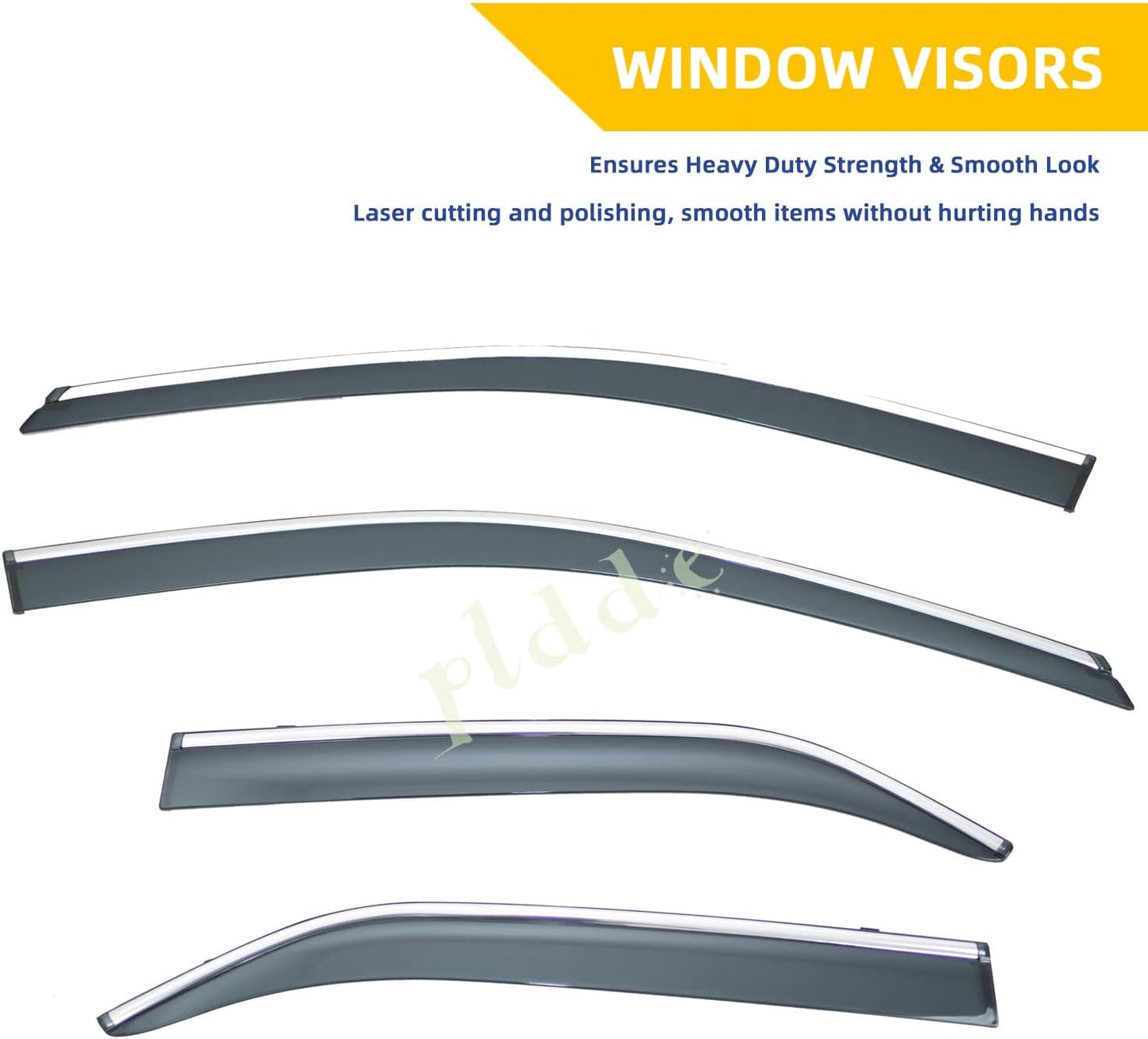 4pcs Smoke Tint With Chrome Trim Outside Mount Tape On/Clip On Style PVC Sun Rain Guard Window Visors Compatible with 2012-2014 Toyota Camry