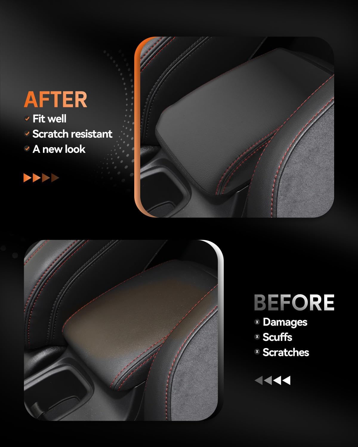 CDEFG for Subaru WRX 2024-2025 Center Console Cover Armrest Box Cover for WRX (Premium, Limited, tS, GT) 2024 2025 Accessories Console Arm Rest Protector Red Line-Only Fit 6 Speed Manual