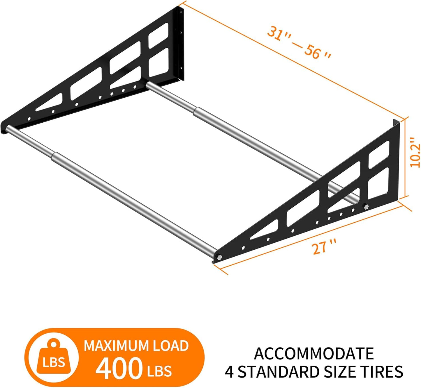 Foozet Tire Rack Wall Mount,Heavy Duty Adjustable 31"-56" Tire Storage Rack, Wheel Racks for Garage with Telescopic Rods, Hanging Garage.