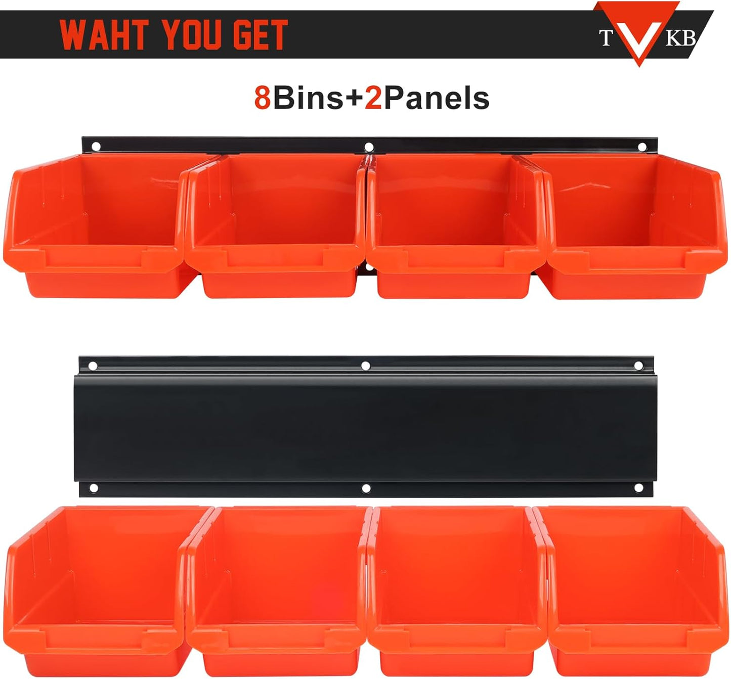 Screw Organizer Wall Mount Hardware Organizer Garage Storage Bins Box Small Parts Organizer with 8 Removeable Bins Bolt Bins for Shop for Garage Shed Workshop Craft Room