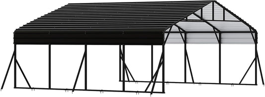 20' x 20' x 8.5' Heavy Duty Metal Carport with Galvanized Steel Roof, Steel Carport Kits Outdoor with Metal Roof, Galvanized Car Shelter for Tractors, Pickup, Boat, Car