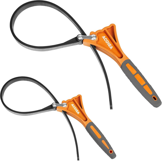2-Pack Strap Wrench,Oil Filter Wrench with Diameter 6" and 4" Heavy Duty Rubber Strap,Adjustable Blet Wrench as Jar Opener,Water Filter,Plumbing,Sink Wrench Faucet Tool