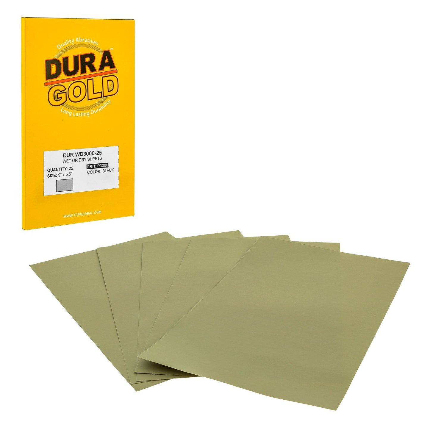 Dura-Gold Premium 3000 Grit Wet or Dry Sandpaper Sheets, 5-1/2" x 9", Box of 25 - Car Color Sanding, Detailing, Polishing Automotive, Woodworking Wood Furniture, Metal Finishing Hand Sand Block Sander