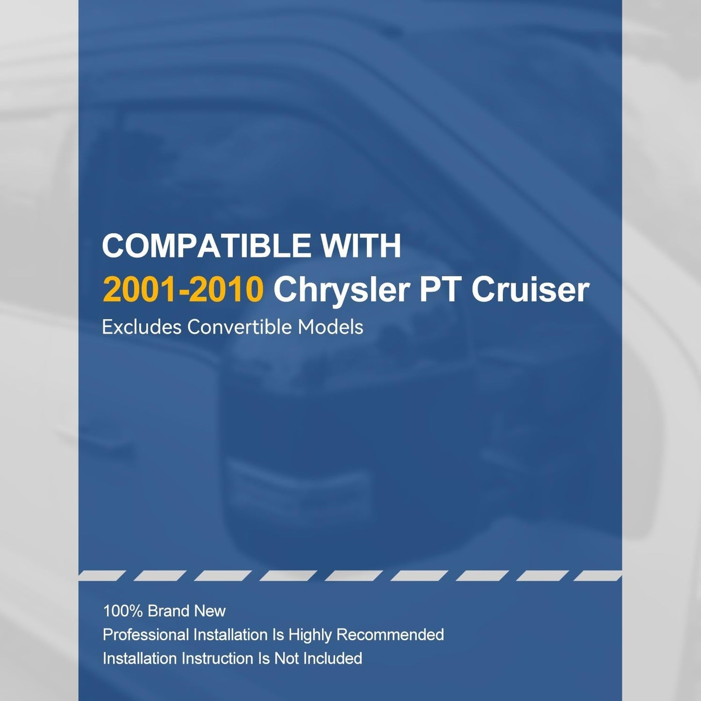 Auto Dynasty 4Pcs Carbon Fiber Pattern Window Visors Compatible with 2001-2010 Chrysler PT Cruiser, Tape-On Front & Rear Window Deflectors Rain Guards Side Vent Shade, Exc Convertible, Glossy Black