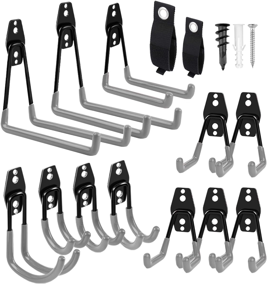 Garage Hooks Heavy Duty 14 Pack, Steel Garage Storage Hooks, Tool Hangers for Garage Wall Utility Wall Mount Garage Hooks and Hangers with Anti-slip Coating for Garden Tools, Ladders, Bulky Items