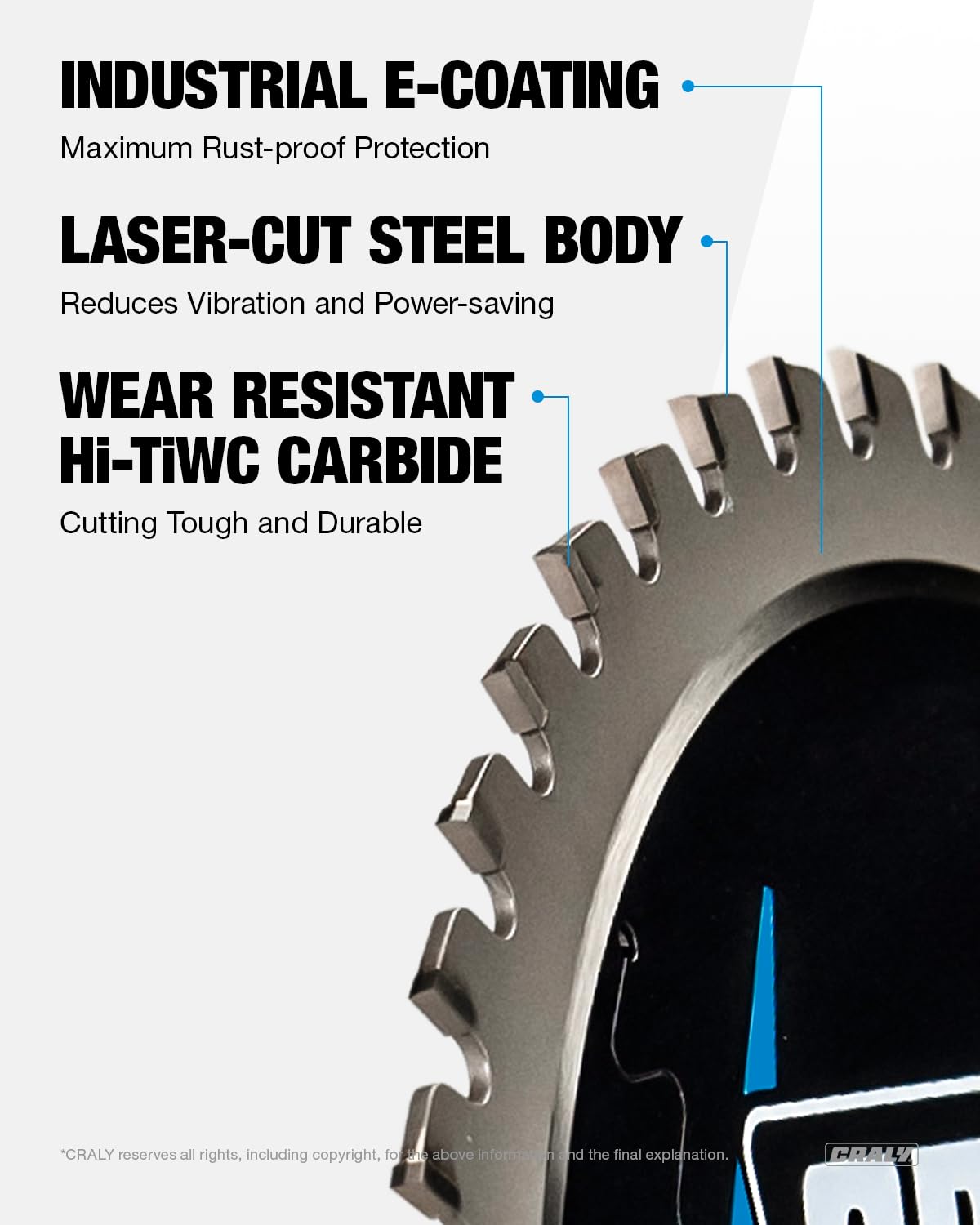 CRALY 7-1/4 Inch 48 Teeth Steel and Ferrous Metal Cutting Circular Saw Blade, 5/8 Inch Arbor, Thin Kerf, Professional Carbide Tipped Blade for Angle Iron, Threaded Rod, EMT Conduit(C0748MC)