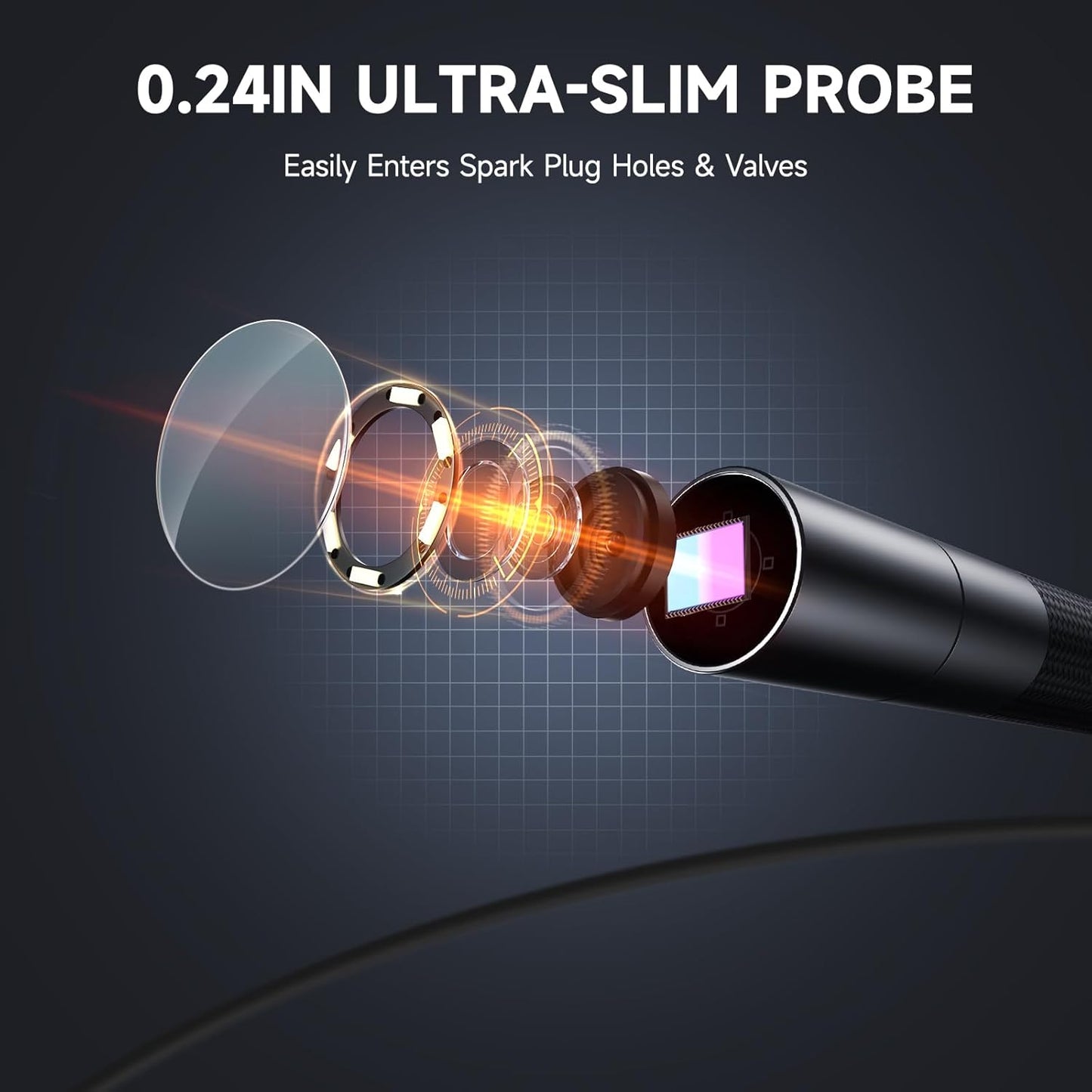 FOXWELL Y400 2-Way Articulating Borescope Camera with Light, Industrial Endoscope Inspection Camera with Articulated Snake Cameras, HD Video Scope for Automotive Engine HVAC Inspection-5.25FT Cable