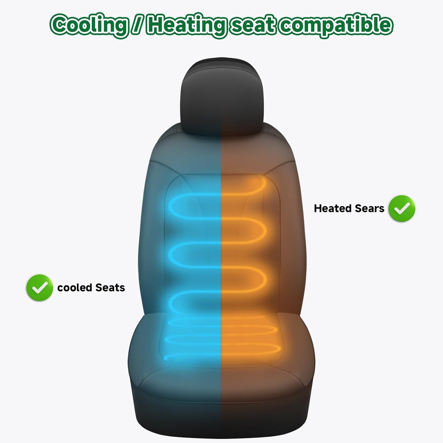 GIANT PANDA Fit GMC Sierra 1500 2500 3500 Front Car Seat Cover, 3D Air Mesh Breathable Seat Protector（Black） 2-Pack