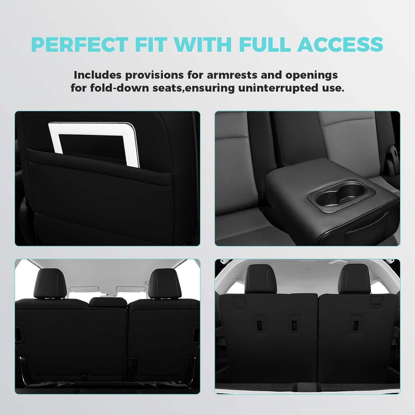 for Honda Pilot Seat Covers - Car Seat Covers Full Set Custom Fit Pilot EX-L, Special Edition, Touring, Sport 2016 2017 2018 2019 2020 2021 2022 8 Seats, Leather Automotive Seat Covers