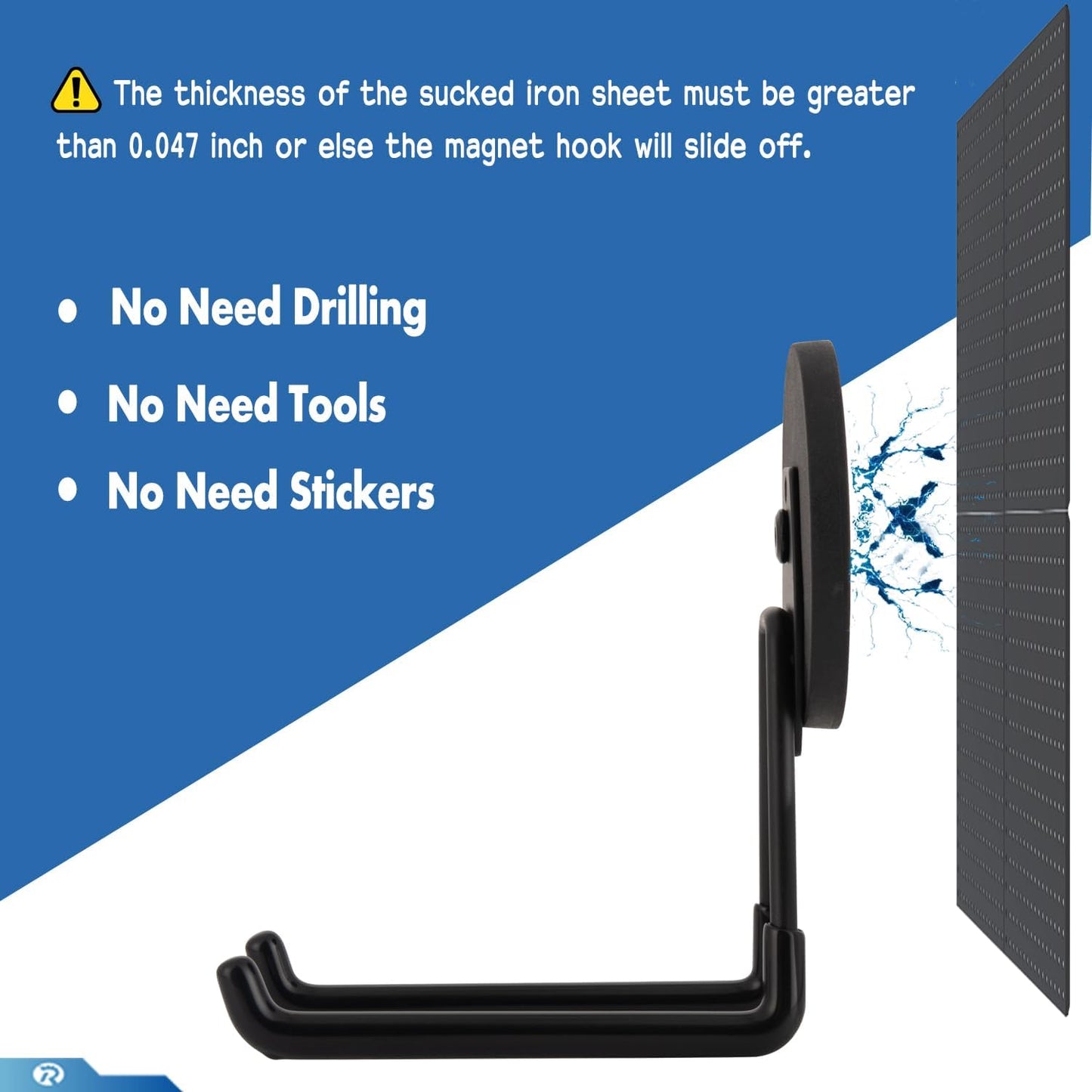 2 Pcs Magnetic Hook Heavy Duty, Strong Magnet Hooks for Garage Tools Hose Rope Electric Drill (Large)