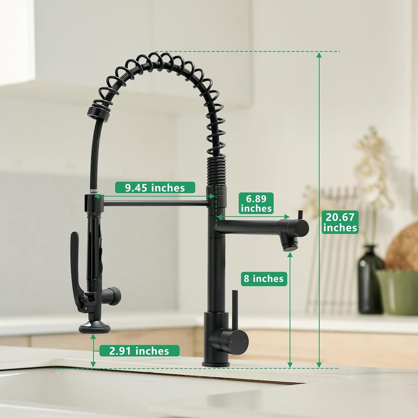 Fapully Black Kitchen Faucet,Commercial Pull Down Kitchen Sink Faucet with Sprayer