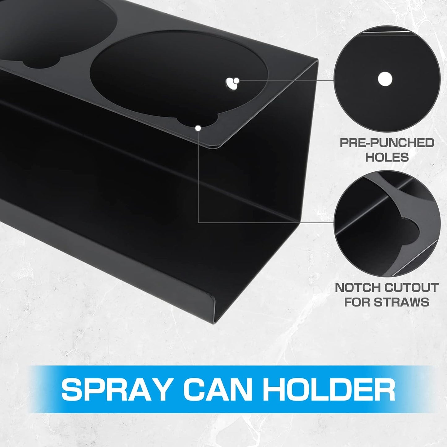 RealPlus Aerosol Spray Can Holder Rack Organizer, 5 Can Spray Bottle Holder Heavy-Duty Steel Wall Mounted for Garage and Workspace, Pack of 4