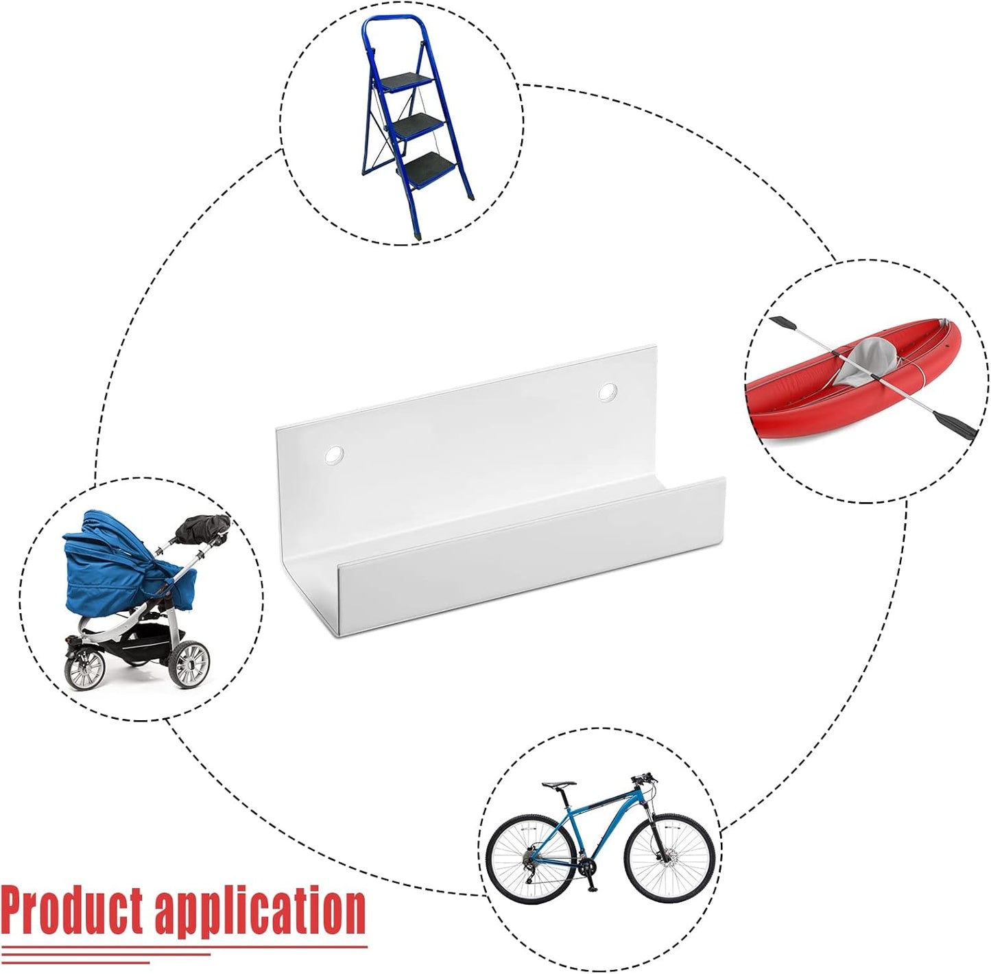 Blulu 4 Pieces Wall Mount Ladder Wall Wheelbarrow Hanger Steel Garage Storage Hook Wheelbarrow Hanger Heavy Duty Garage Storage Organizer for Hang Ladders Carts Chair Bicycle(White)