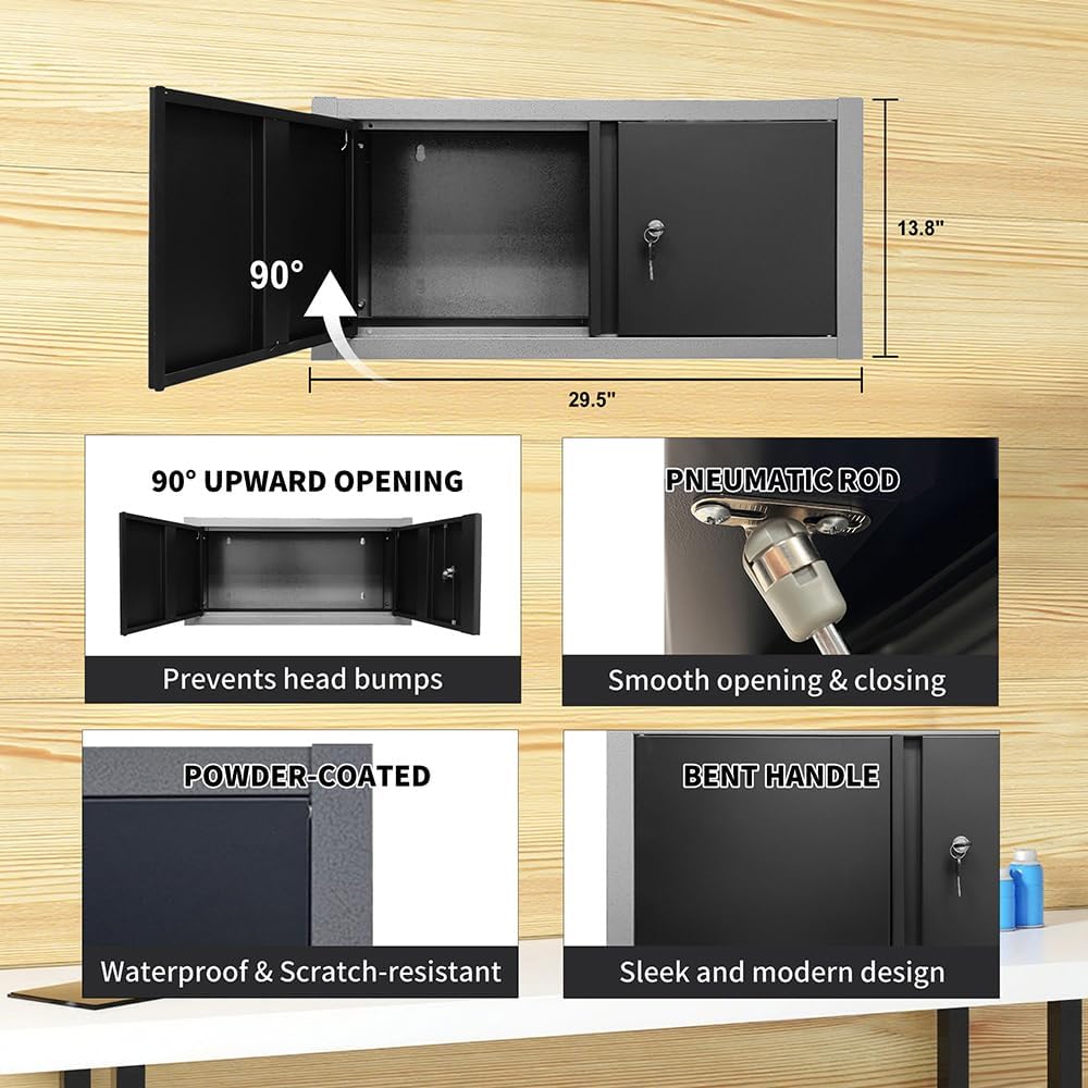 JZD Garage Storage Cabinet System Workshop, Tool Cabinets Combo with Wall Panel, for Workshop Organization, Wall Mounting Not Necessary