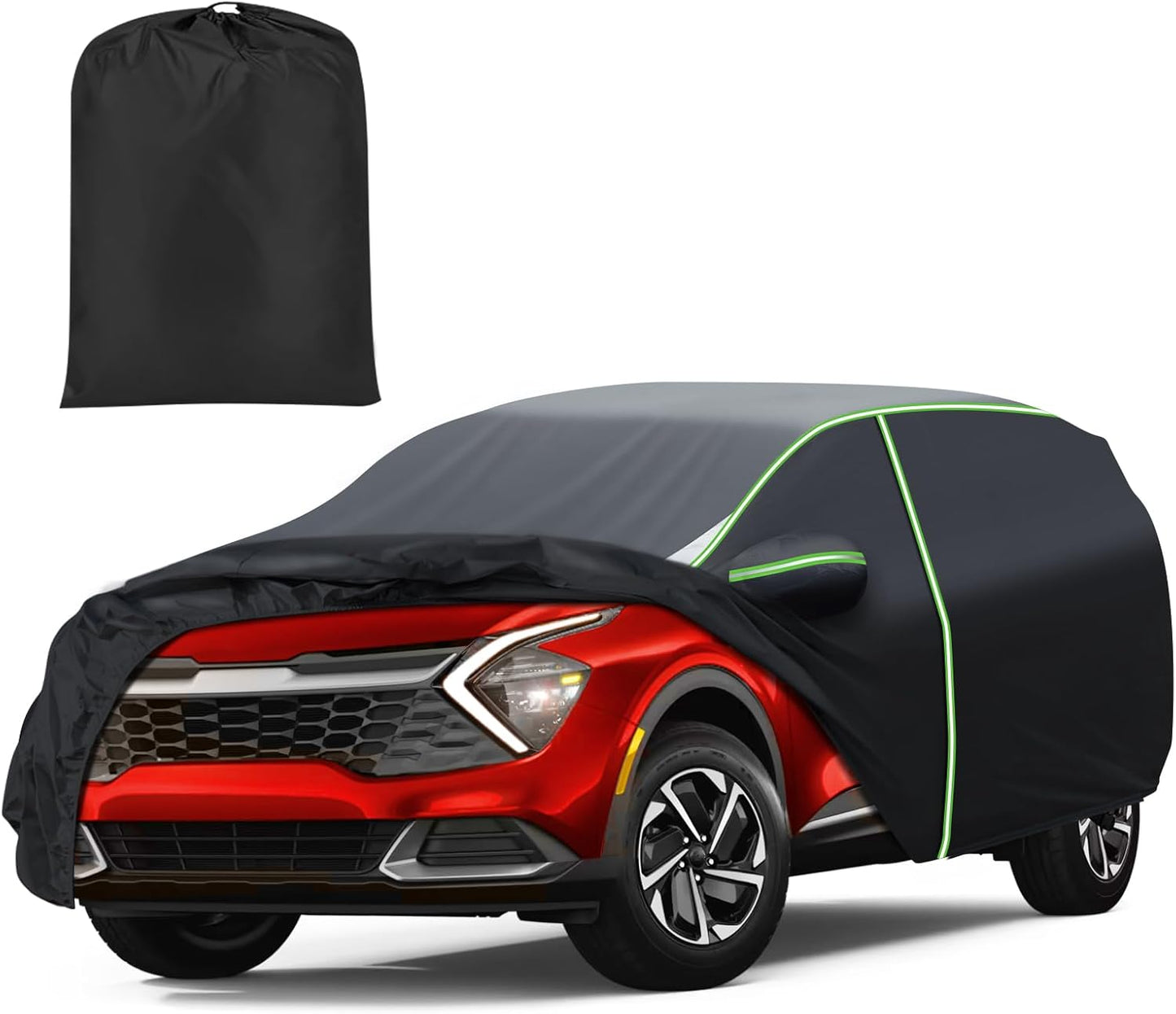 Mixsuper Liner Car Cover for Kia Sportage 1994-2026, 7 Layers Waterproof Car Cover Accessories for Sportage with Zipper Door, Windproof Straps, Reflective Strips, Anti-UV, All Weather