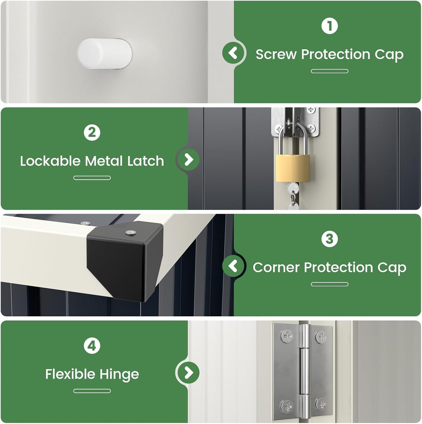 Goplus 3.8 x 2.8 FT Storage Shed Outdoor, All-Weather Steel Utility Storage House w/Lockable Door, Snap-on Arrow Leaning Organizer, Bike Tool Garden Sheds for Yard Lawn Patio