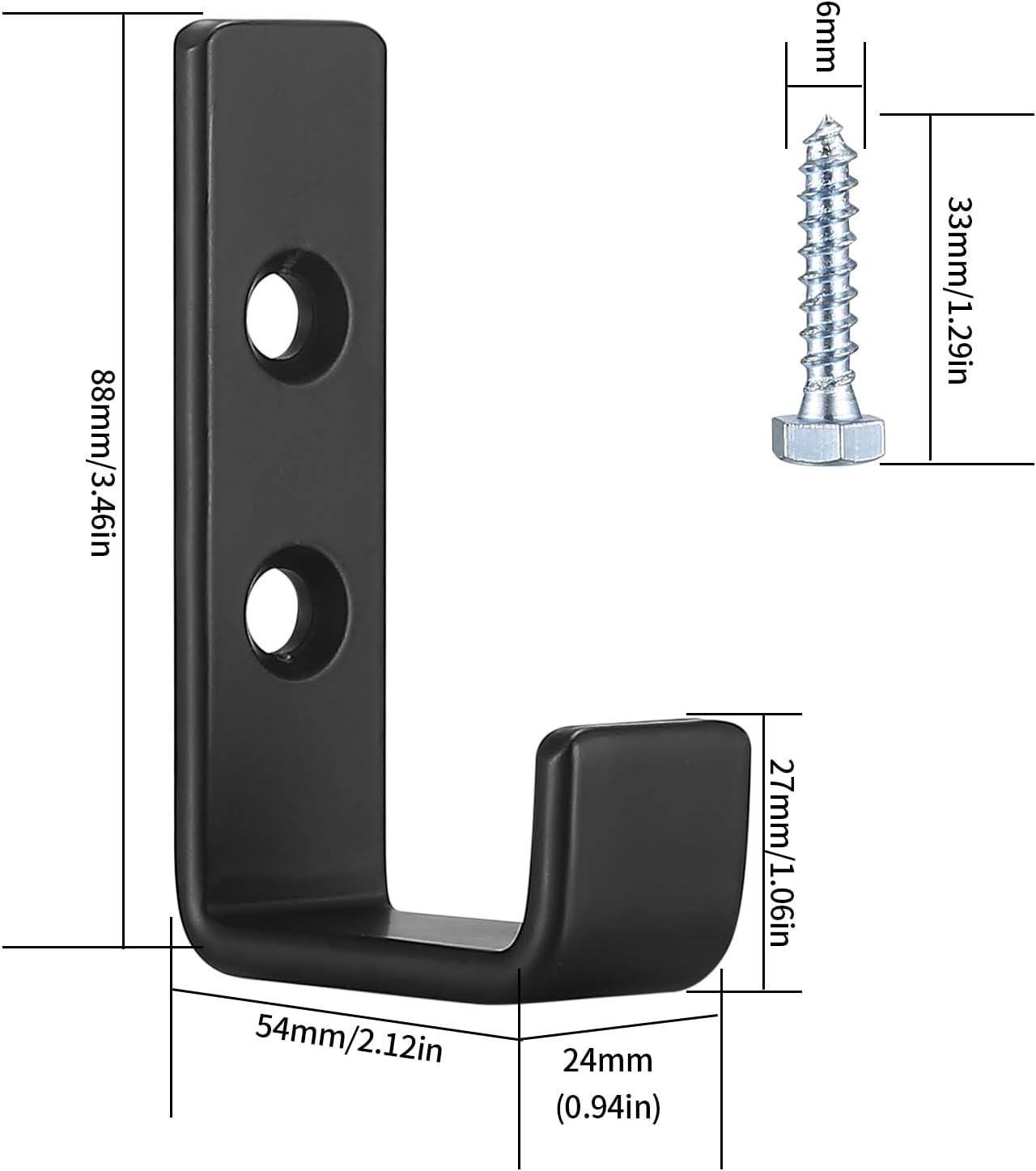 Heavy Duty Garage Hooks for Hanging, 2pcs Black Garage Storage Wall Mount J Hook Heavy Duty, J Utility Hooks for Extension Cord Tool Cable, Clothes, Keys Hook (2Pcs)