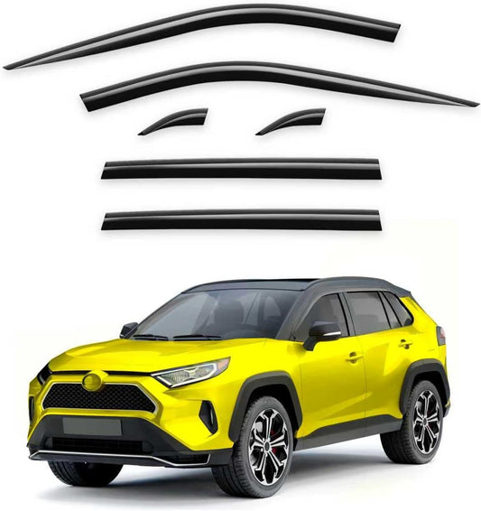 Tape-On Window Rain Guards Fit for Toyota RAV4 2019-2025 Extra Durable Window Deflectors Vent Visors Shades Exterior Car Accessories Visors Rain Guards - 6 pcs