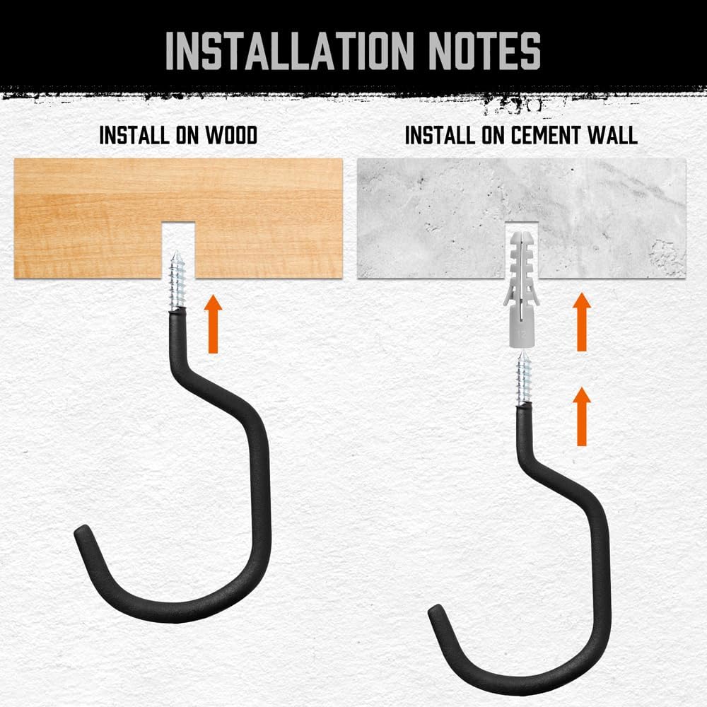 HORUSDY 6 Pack Heavy Duty Bike Hooks - 7.5 inches, 100LBS Capacity for Garage Wall and Ceiling