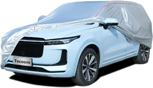 Tecoom Hard Shell Zipper Design Waterproof UV-Proof Windproof Car Cover for All Weather Indoor Outdoor Fit 216-230 Inches Full-Size SUV/Van