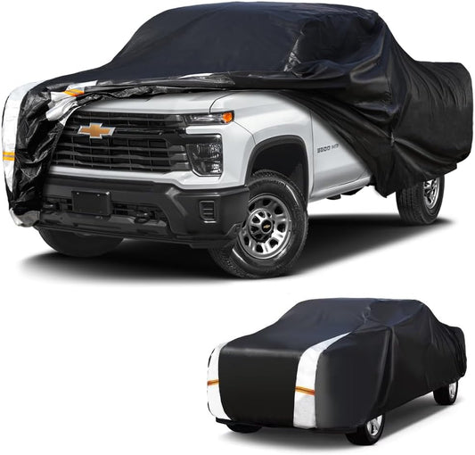 Chevrolet Silverado 3500HD Truck Cover Custom Fit 2001-2026 Regular Cab LB (8.1') with Door Zipper, 12 Layers Full Exterior Pickup Truck Cover Waterproof All Weather, Wind Dust Sun and UV Protection.