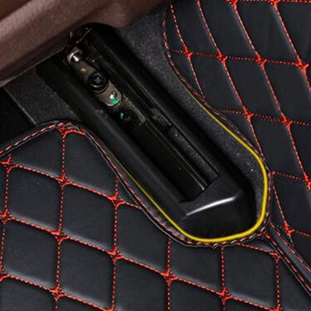 Custom All-Weather Protection Luxury Leather Floor Mats for Cars SUVs Trucks According Anti-Slip Leather Floor mats ﻿ (22,Orange and Black Beige)