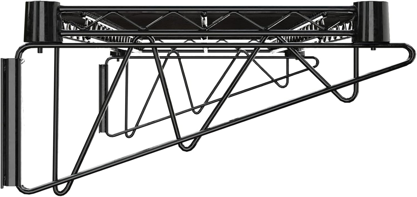 14" x 36" Black Epoxy Wire Wall Mount Shelf