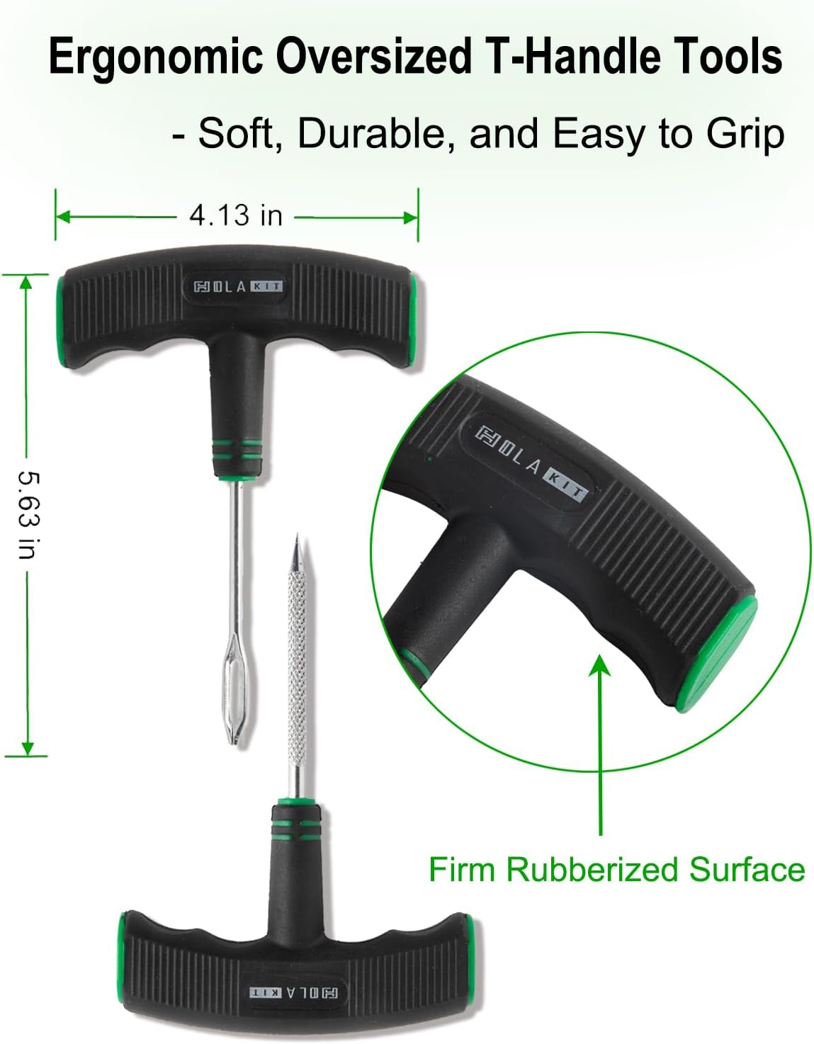HolaKit Tire Plug Kit, 13PCS Tire Repair Kit with Self-Vulcanizing Plugs, Ergonomic Oversized & Rubber-Grip T-Handle Tools, Flat Tire Puncture Repair Tools for Cars, Motorcycle, ATV, SUV, etc