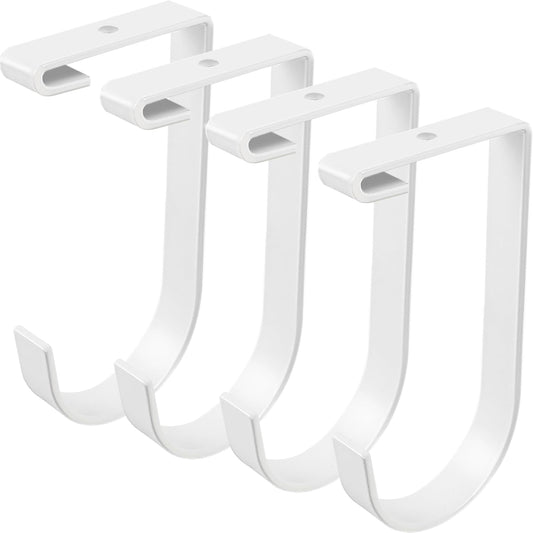4-Pack Heavy Duty Add-On Flat Hook Accessory for Garage Ceiling and Wall Storage, Alloy Steel, White - Suitable for FLEXINOUMTS Racks and Shelves